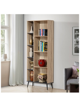 Βιβλιοθήκη Zezan Pakoworld σε Sonoma-Ανθρακί Απόχρωση 76.5x30x200.5εκ