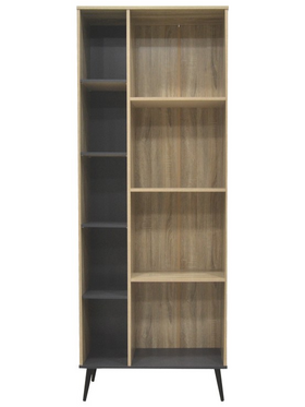 Βιβλιοθήκη Zezan Pakoworld σε Sonoma-Ανθρακί Απόχρωση 76.5x30x200.5εκ