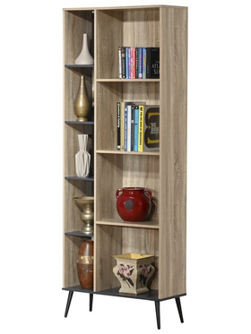 Βιβλιοθήκη Zezan Pakoworld σε Sonoma-Ανθρακί Απόχρωση 76.5x30x200.5εκ