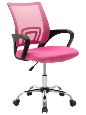 Καρέκλα Γραφείου Berto ii Pakoworld με Ανάκλιση Ύφασμα Mesh σε ροζ Απόχρωση 60x48x85-95εκ
