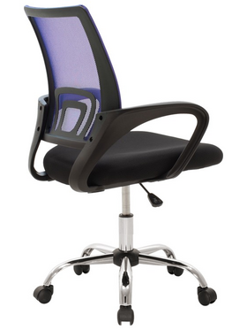Καρέκλα Γραφείου Berto ii Pakoworld με Ανάκλιση Ύφασμα Mesh σε Μπλε-Μαύρη Απόχρωση και Βάση Χρωμίου 60x48x85-95εκ