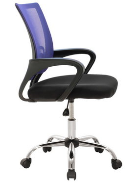 Καρέκλα Γραφείου Berto ii Pakoworld με Ανάκλιση Ύφασμα Mesh σε Μπλε-Μαύρη Απόχρωση και Βάση Χρωμίου 60x48x85-95εκ