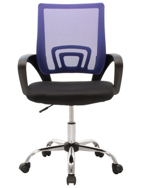 Καρέκλα Γραφείου Berto ii Pakoworld με Ανάκλιση Ύφασμα Mesh σε Μπλε-Μαύρη Απόχρωση και Βάση Χρωμίου 60x48x85-95εκ