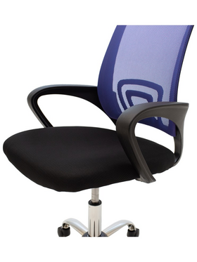 Καρέκλα Γραφείου Berto ii Pakoworld με Ανάκλιση Ύφασμα Mesh σε Μπλε-Μαύρη Απόχρωση και Βάση Χρωμίου 60x48x85-95εκ