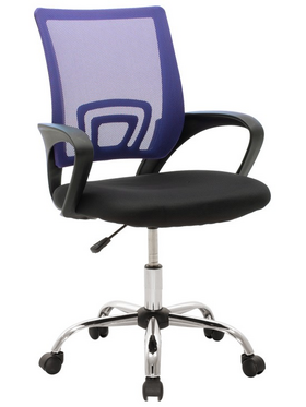 Καρέκλα Γραφείου Berto ii Pakoworld με Ανάκλιση Ύφασμα Mesh σε Μπλε-Μαύρη Απόχρωση και Βάση Χρωμίου 60x48x85-95εκ