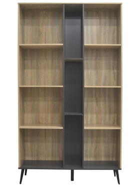 Βιβλιοθήκη Zezan Pakoworld σε Sonoma-Ανθρακί Απόχρωση 114x30x200.5εκ