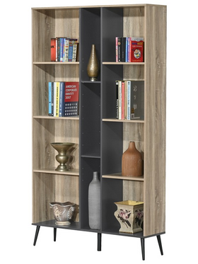 Βιβλιοθήκη Zezan Pakoworld σε Sonoma-Ανθρακί Απόχρωση 114x30x200.5εκ