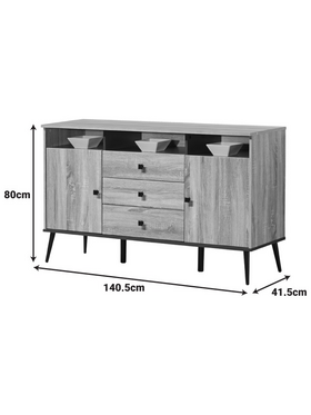 Μπουφές Zezan Pakoworld σε Sonoma-Ανθρακί Απόχρωση 140.5x41.5x80εκ