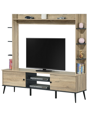 Σύνθετο Σαλονιού Zezan Pakoworld σε Sonoma-Ανθρακί Απόχρωση 182.5x40x162εκ