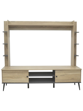 Σύνθετο Σαλονιού Zezan Pakoworld σε Sonoma-Ανθρακί Απόχρωση 182.5x40x162εκ