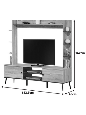 Σύνθετο Σαλονιού Zezan Pakoworld σε Sonoma-Ανθρακί Απόχρωση 182.5x40x162εκ