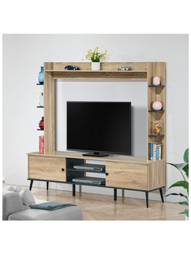 Σύνθετο Σαλονιού Zezan Pakoworld σε Sonoma-Ανθρακί Απόχρωση 182.5x40x162εκ