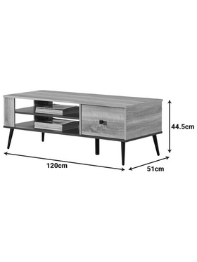 Τραπέζι Σαλονιού Zezan Pakoworld σε Sonoma-Ανθρακί Απόχρωση 120x51x44.5εκ