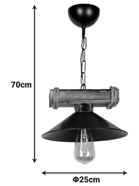 Φωτιστικό Οροφής Arique Pakoworld ε27 Μέταλλο Μαύρο Φ25x70εκ