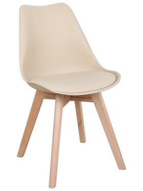 Τραπεζαρία Elijah-Gaston Pakoworld σετ 3τεμ pp-pu σε Taupe-Λευκή Απόχρωση με Φυσικό Πόδι Φ60x74εκ