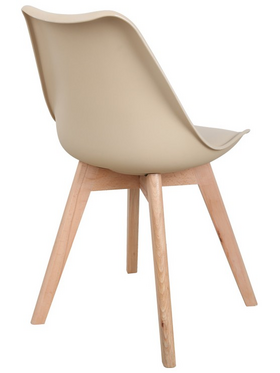 Τραπεζαρία Elijah-Gaston Pakoworld σετ 3τεμ pp-pu σε Taupe-Λευκή Απόχρωση με Φυσικό Πόδι Φ60x74εκ