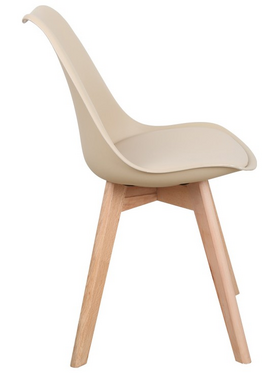 Τραπεζαρία Elijah-Gaston Pakoworld σετ 3τεμ pp-pu σε Taupe-Λευκή Απόχρωση με Φυσικό Πόδι Φ60x74εκ