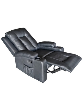 Πολυθρόνα Relax με Μηχανισμό Massage Gessel Pakoworld pu σε Μαύρη Απόχρωση 80x90x98εκ