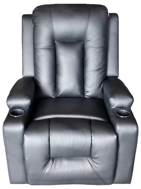 Πολυθρόνα Relax με Μηχανισμό Massage Gessel Pakoworld pu σε Μαύρη Απόχρωση 80x90x98εκ