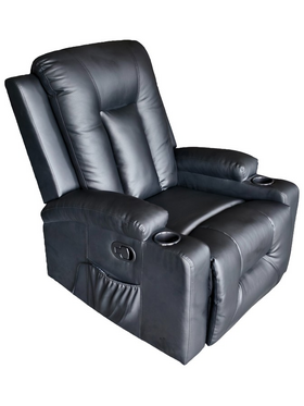 Πολυθρόνα Relax με Μηχανισμό Massage Gessel Pakoworld pu σε Μαύρη Απόχρωση 80x90x98εκ