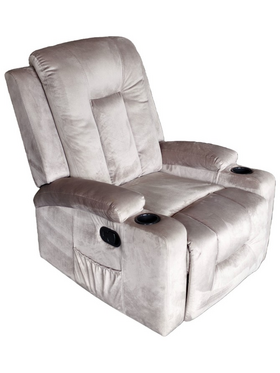 Πολυθρόνα Relax Gessel Pakoworld Βελούδο σε Γκρι Απόχρωση 80x90x98εκ