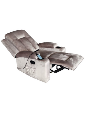 Πολυθρόνα Relax με Μηχανισμό Massage Gessel Pakoworld Βελούδο σε Γκρι Απόχρωση 80x90x98εκ