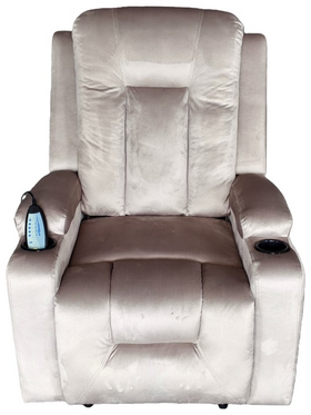 Πολυθρόνα Relax με Μηχανισμό Massage Gessel Pakoworld Βελούδο σε Γκρι Απόχρωση 80x90x98εκ