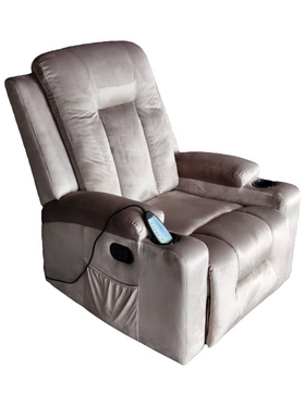 Πολυθρόνα Relax με Μηχανισμό Massage Gessel Pakoworld Βελούδο σε Γκρι Απόχρωση 80x90x98εκ
