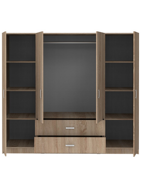 Ντουλάπα Τετράφυλλη Royal Pakoworld με Συρτάρια Sonoma 200x58x177εκ