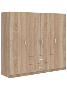 Ντουλάπα Τετράφυλλη Royal Pakoworld με Συρτάρια Sonoma 200x58x177εκ