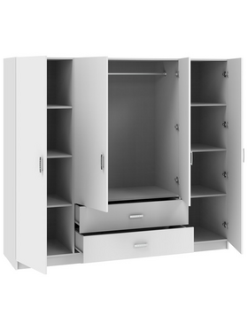 Ντουλάπα Τετράφυλλη Royal Pakoworld με Συρτάρια Λευκό 200x58x177εκ