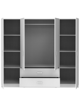 Ντουλάπα Τετράφυλλη Royal Pakoworld με Συρτάρια Λευκό 200x58x177εκ