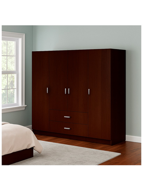 Ντουλάπα Τετράφυλλη Royal Pakoworld με Συρτάρια Wenge 200x58x177εκ