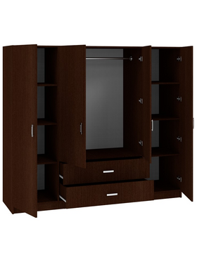 Ντουλάπα Τετράφυλλη Royal Pakoworld με Συρτάρια Wenge 200x58x177εκ