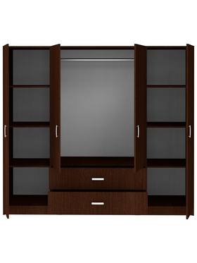 Ντουλάπα Τετράφυλλη Royal Pakoworld με Συρτάρια Wenge 200x58x177εκ