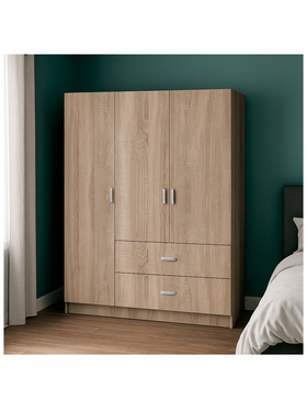 Ντουλάπα Τρίφυλλη Royal Pakoworld με Συρτάρια Sonoma 150x58x177εκ