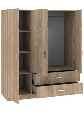 Ντουλάπα Τρίφυλλη Royal Pakoworld με Συρτάρια Sonoma 150x58x177εκ