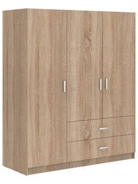 Ντουλάπα Τρίφυλλη Royal Pakoworld με Συρτάρια Sonoma 150x58x177εκ