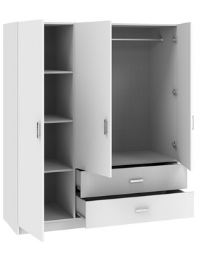 Ντουλάπα Τρίφυλλη Royal Pakoworld με Συρτάρια Λευκό 150x58x177εκ