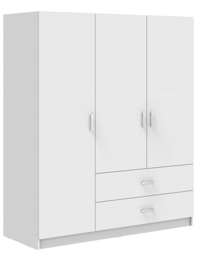 Ντουλάπα Τρίφυλλη Royal Pakoworld με Συρτάρια Λευκό 150x58x177εκ