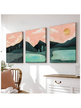 Πίνακας σε Καμβά Anbel Pakoworld Τρίπτυχος με Ψηφιακή Εκτύπωση και Πλαίσιο 40x2x60εκ