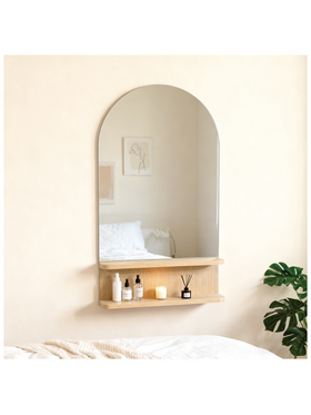 Καθρέπτης με Ράφι Mensola Pakoworld mdf σε Φυσική Απόχρωση 45.7x12.7x76.2εκ