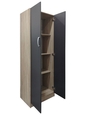 Ντουλάπα Δίφυλλη Lego Pakoworld σε Sonoma-Ανθρακί Απόχρωση 60x42x180εκ