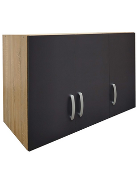 Πατάρι Ντουλάπας Τρίφυλλο Lego Pakoworld σε Sonoma-Ανθρακί Απόχρωση 90x41.5x60εκ