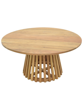 Τραπέζι Σαλονιού Radiane Pakoworld Μασίφ Ξύλο Ακακίας σε Φυσική Απόχρωση Φ80x40εκ