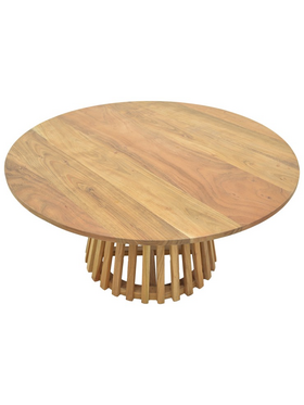 Τραπέζι Σαλονιού Radiane Pakoworld Μασίφ Ξύλο Ακακίας σε Φυσική Απόχρωση Φ80x40εκ