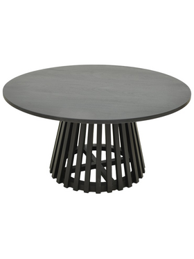 Τραπέζι Σαλονιού Radiane Pakoworld Μασίφ Ξύλο Ακακίας σε Μαύρη Απόχρωση Φ80x40εκ