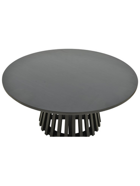 Τραπέζι Σαλονιού Radiane Pakoworld Μασίφ Ξύλο Ακακίας σε Μαύρη Απόχρωση Φ80x40εκ