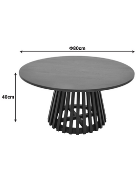 Τραπέζι Σαλονιού Radiane Pakoworld Μασίφ Ξύλο Ακακίας σε Μαύρη Απόχρωση Φ80x40εκ