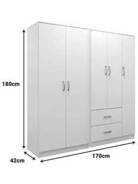Ντουλάπα Πεντάφυλλη Lego i Pakoworld Λευκή 170x42x180εκ